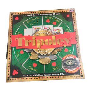 Tripoley Special Ed Game Rotating Turntable Cadaco 2000 Rule Spanish & Eng Read